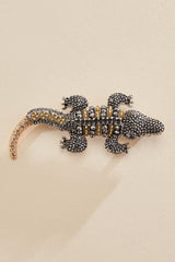 two tone embellished gator brooch Versona Jewelry