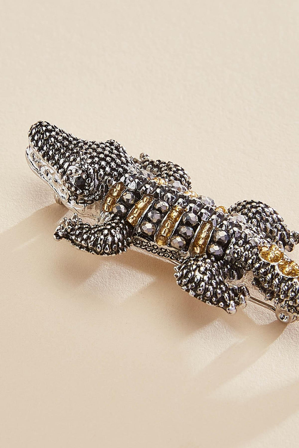 two tone embellished gator brooch Versona Jewelry