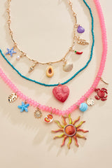 multi bead layered summer charm necklace Versona Jewelry