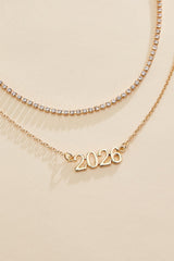 2026 grad gold rhinestone necklace layering set Versona Jewelry|Accessories