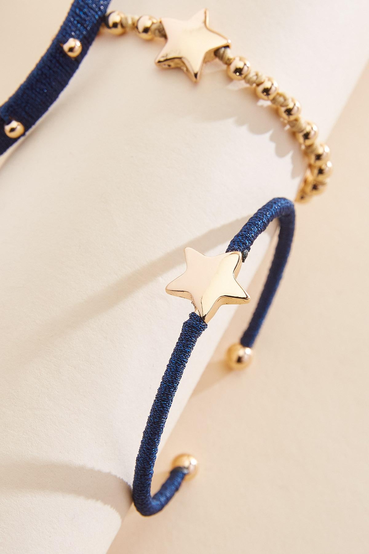 thread wrapped star icon bracelet stack set Versona Jewelry
