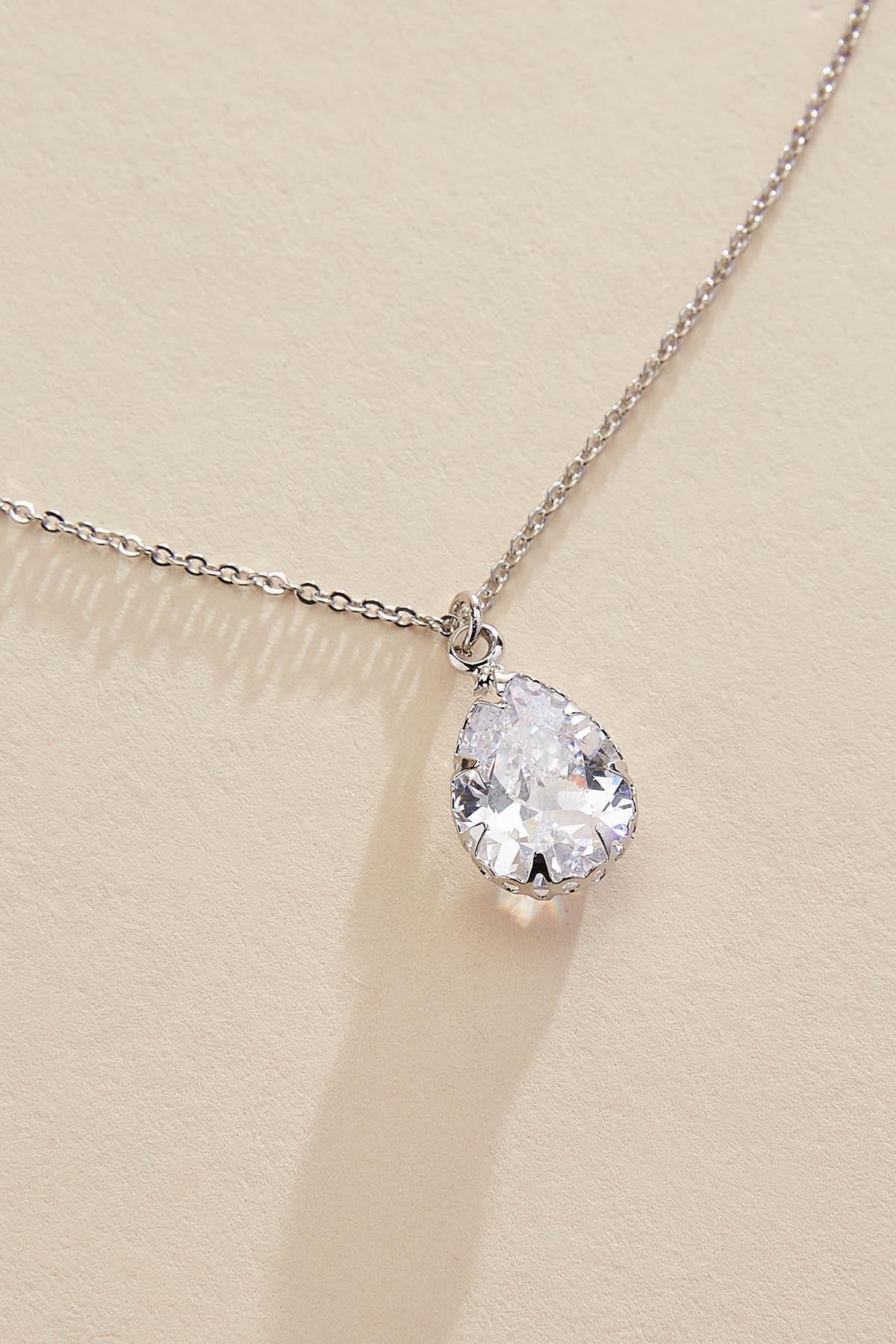 pronged tear silver necklace set Versona Jewelry|Accessories