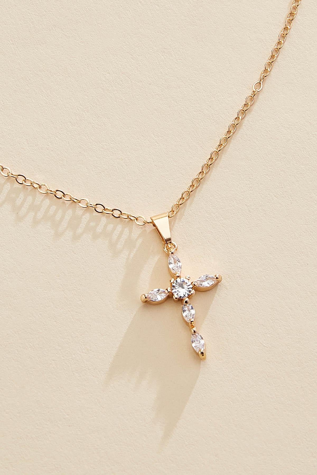 marquise stone cross necklace set Versona Jewelry|Accessories