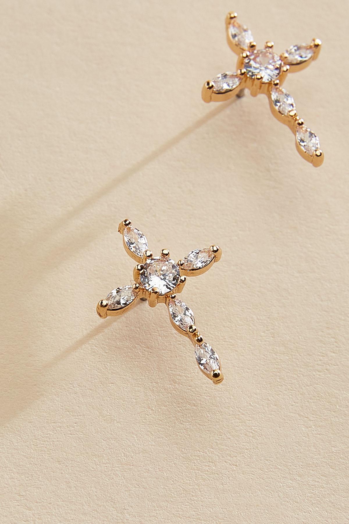 marquise stone cross necklace set Versona Jewelry|Accessories