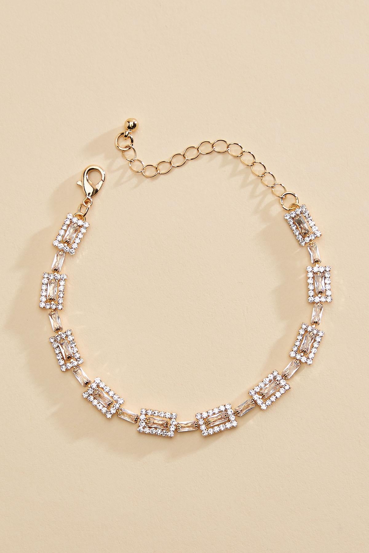 rectangle glass stone chain bracelet Versona Jewelry