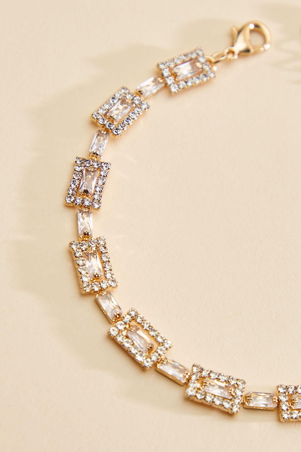 rectangle glass stone chain bracelet Versona Jewelry