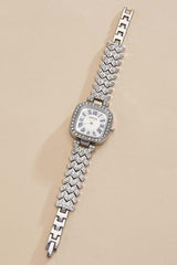 embellished silver square watch Versona Jewelry