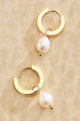 waterproof  freshwater pearl huggie hoop earrings Versona Jewelry