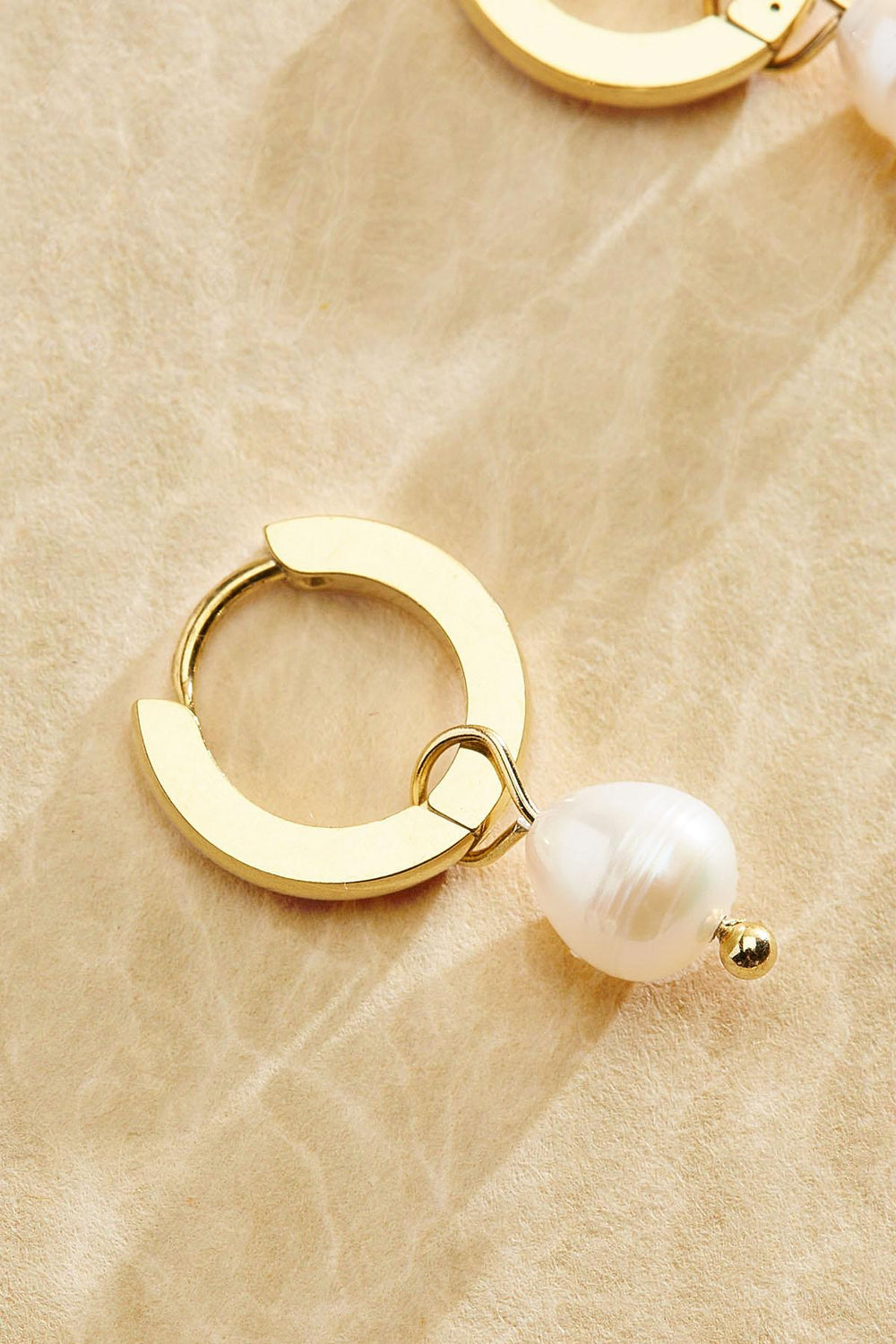 waterproof  freshwater pearl huggie hoop earrings Versona Jewelry