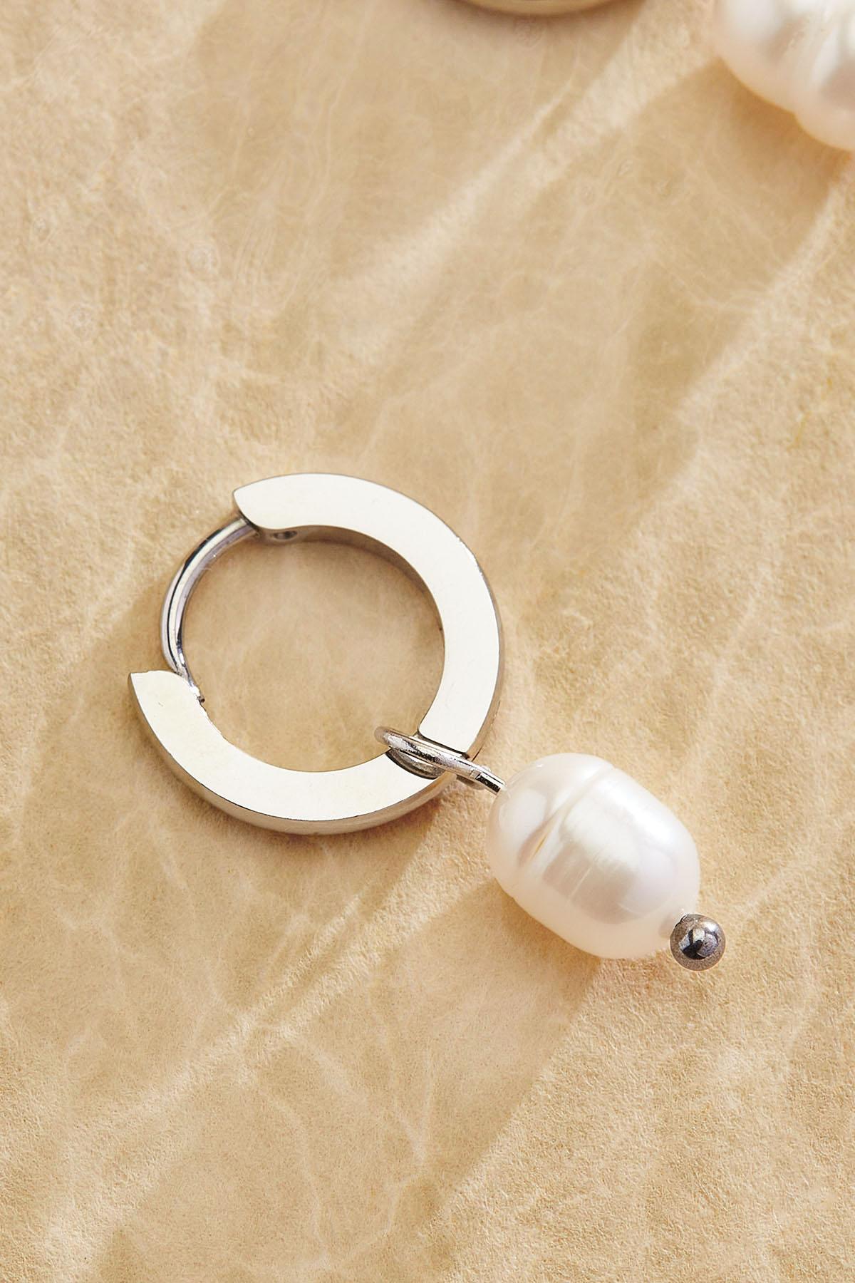 waterproof  freshwater pearl huggie hoop earrings Versona Jewelry