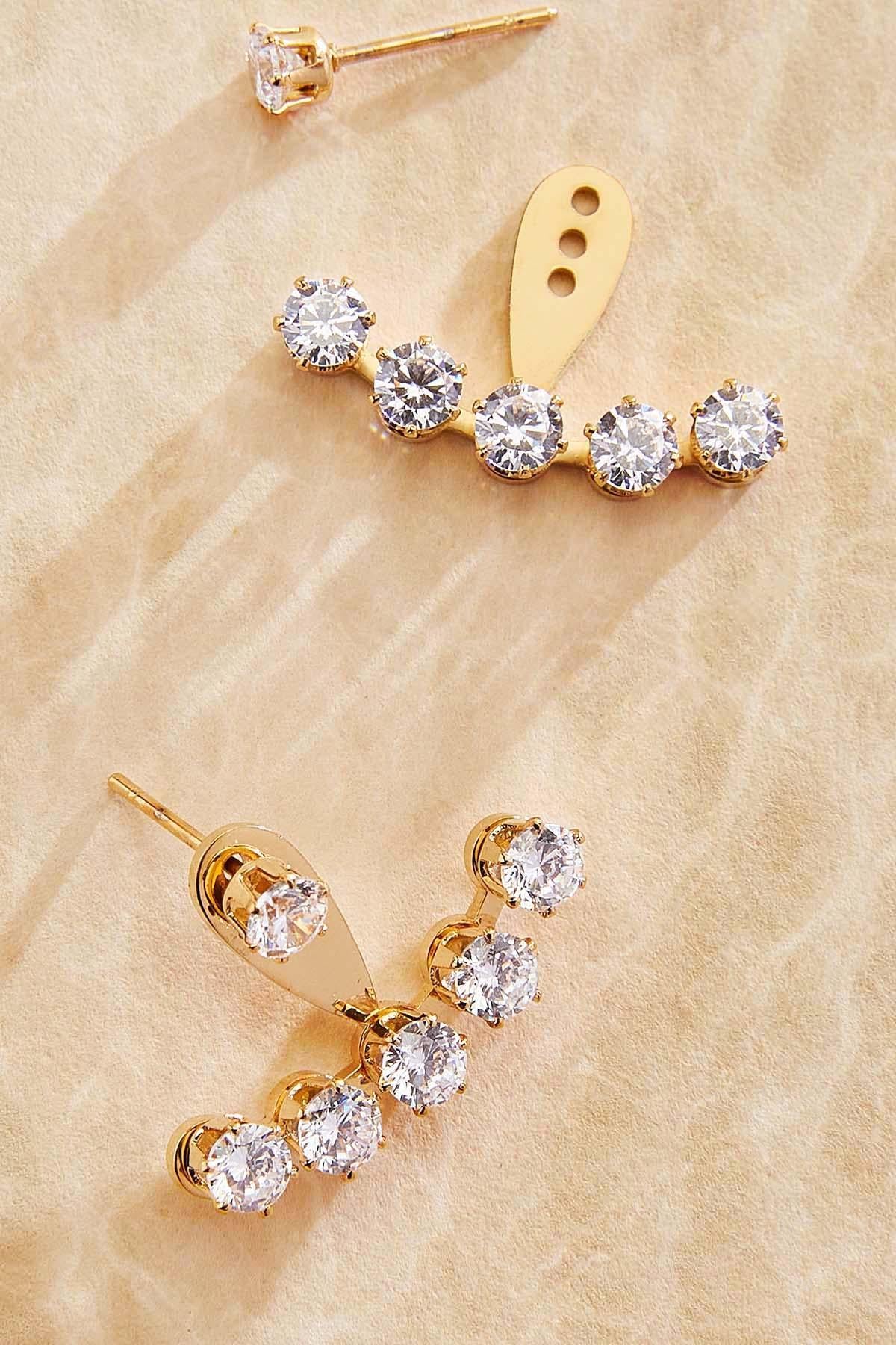 waterproof rhinestone fan earrings Versona Jewelry