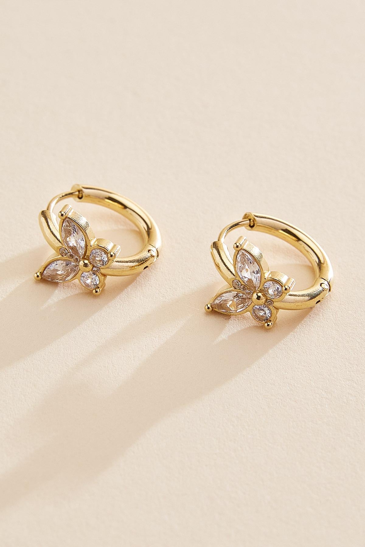 waterproof butterfly huggie hoop earrings Versona Jewelry