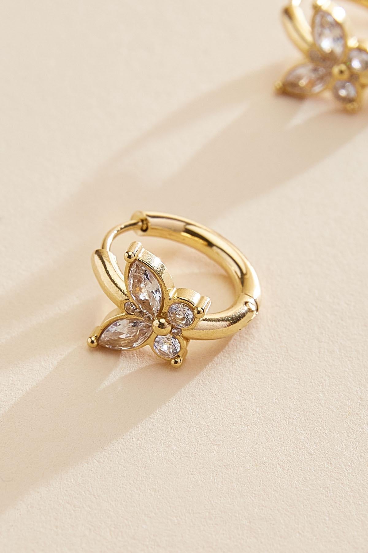 waterproof butterfly huggie hoop earrings Versona Jewelry