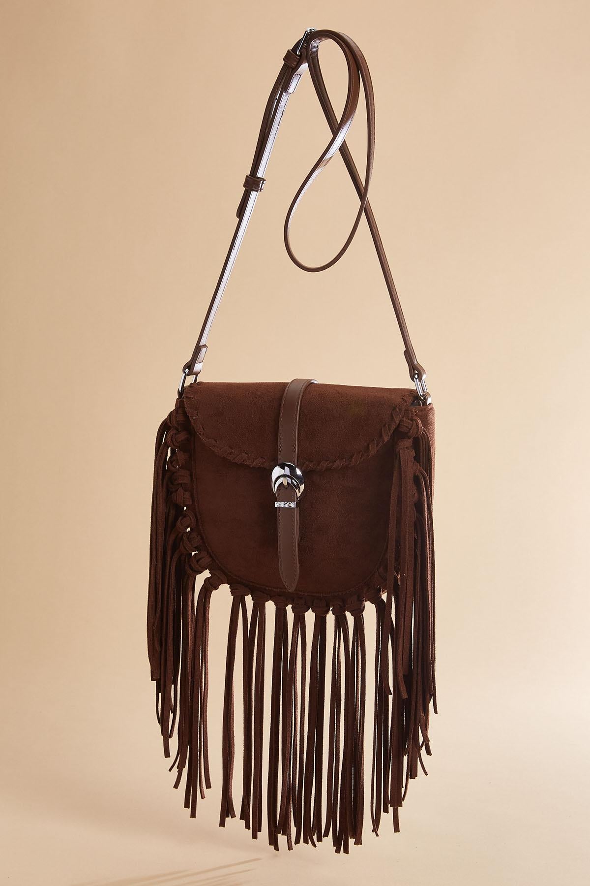 western faux suede fringe crossbody Versona Accessories