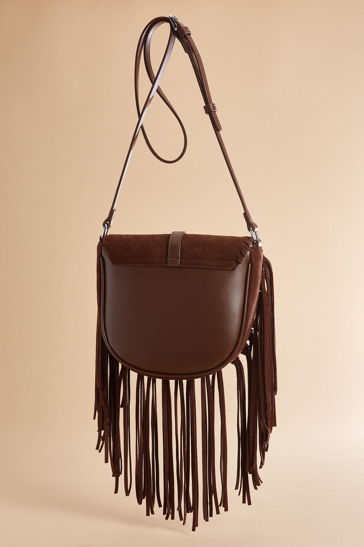 western faux suede fringe crossbody Versona Accessories