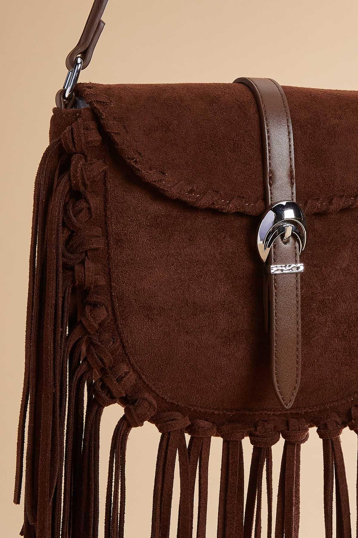 western faux suede fringe crossbody Versona Accessories