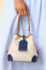 faux leather trim bucket bag Versona Accessories
