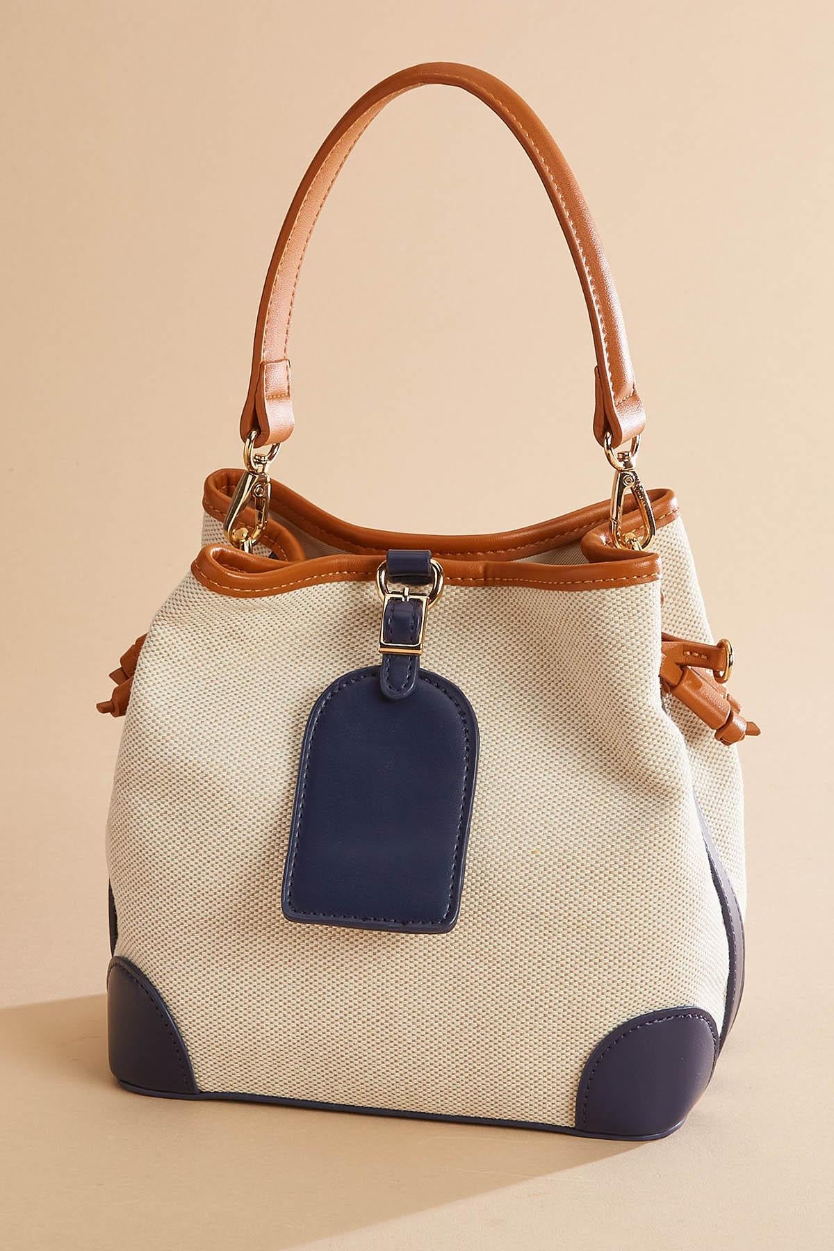 faux leather trim bucket bag Versona Accessories