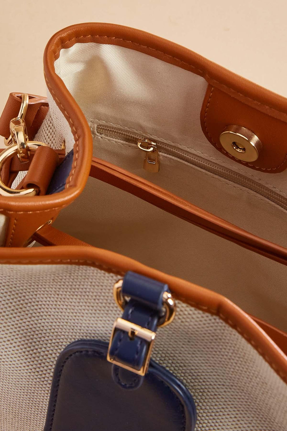 faux leather trim bucket bag Versona Accessories