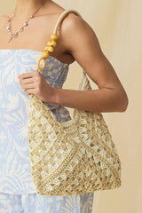 beaded handle crochet tote Versona Accessories