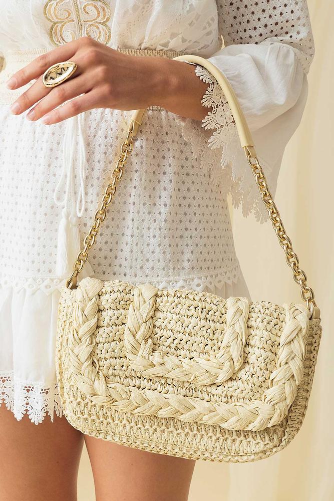 braided trim raffia bag Versona Accessories