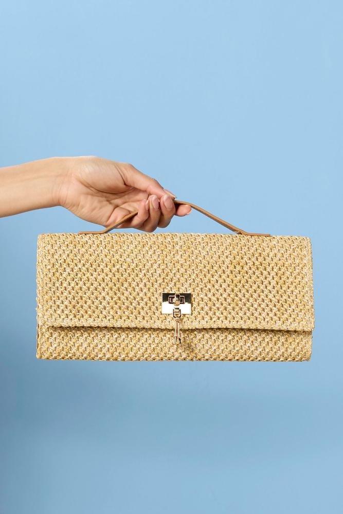 top handle straw clutch Versona Accessories