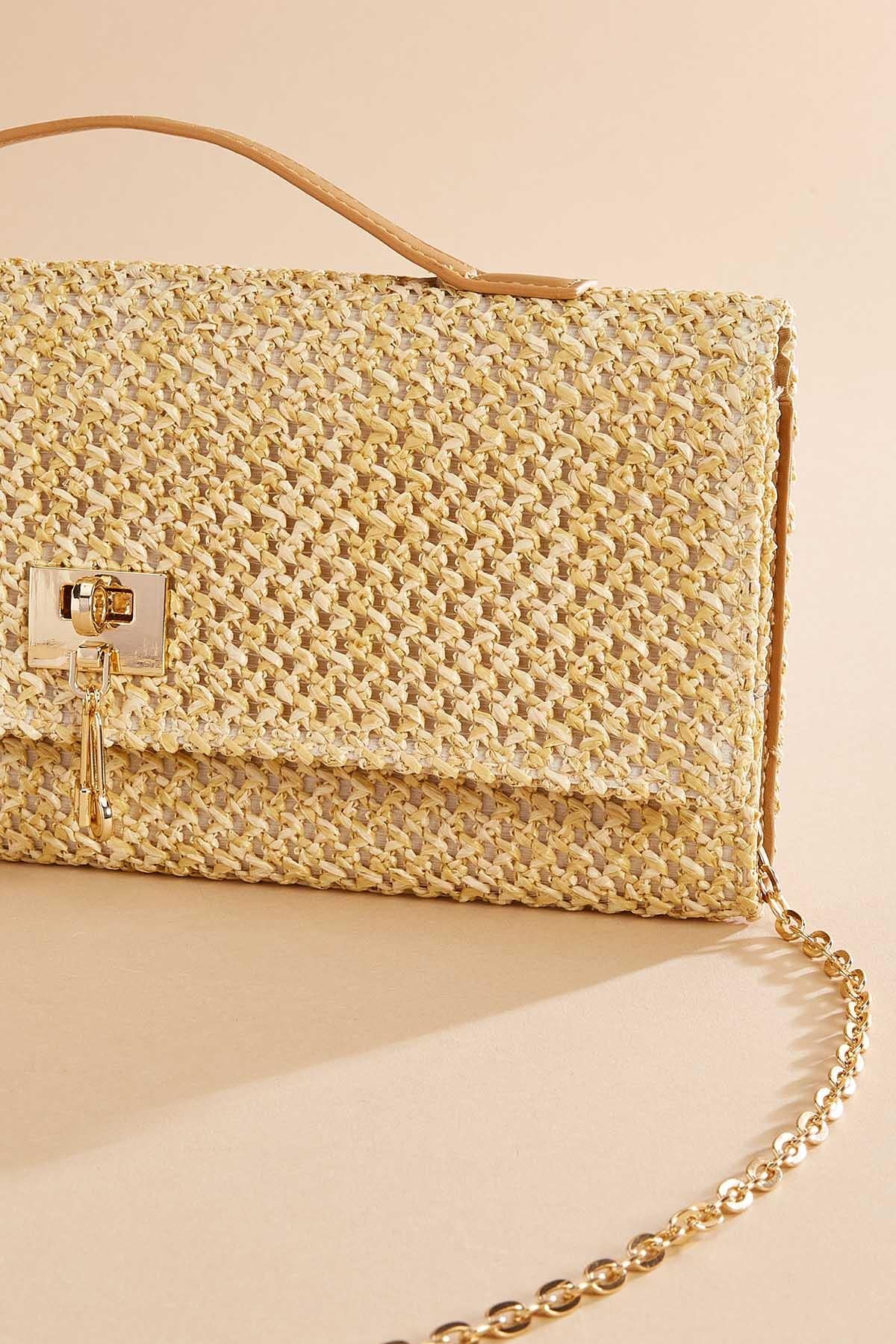 top handle straw clutch Versona Accessories