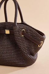 brown straw mini satchel Versona Accessories