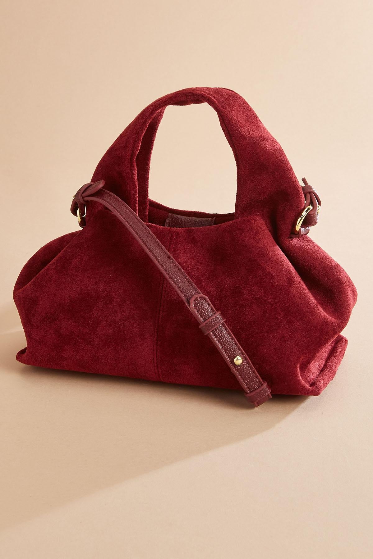 faux suede belted hobo bag Versona Accessories