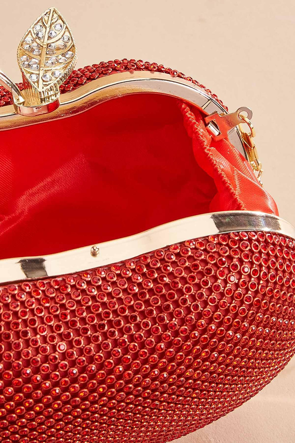 rhinestone embellished apple clutch Versona Accessories
