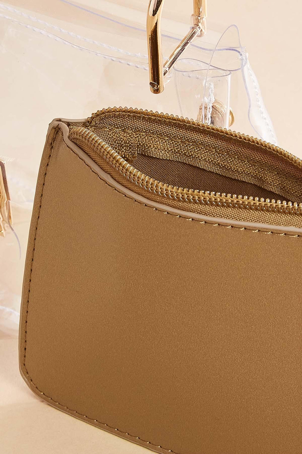 clear crossbody and faux leather pouch set Versona Accessories