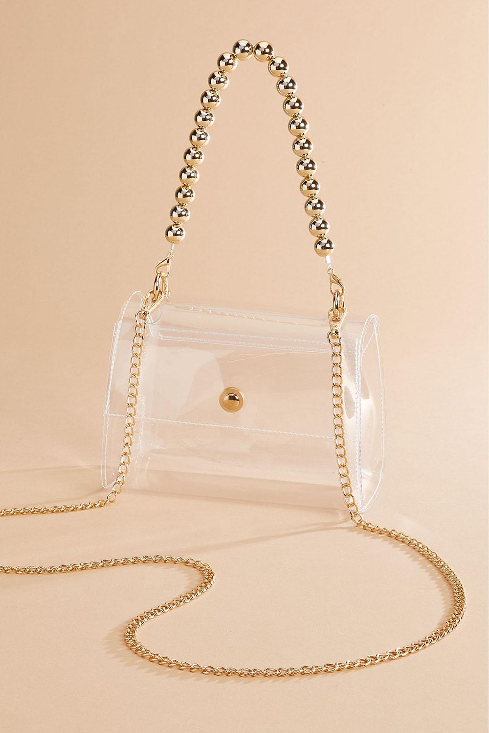 gold beaded handle clear crossbody Versona Accessories