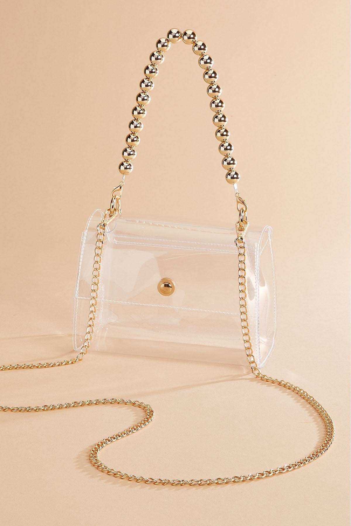 gold beaded handle clear crossbody Versona Accessories