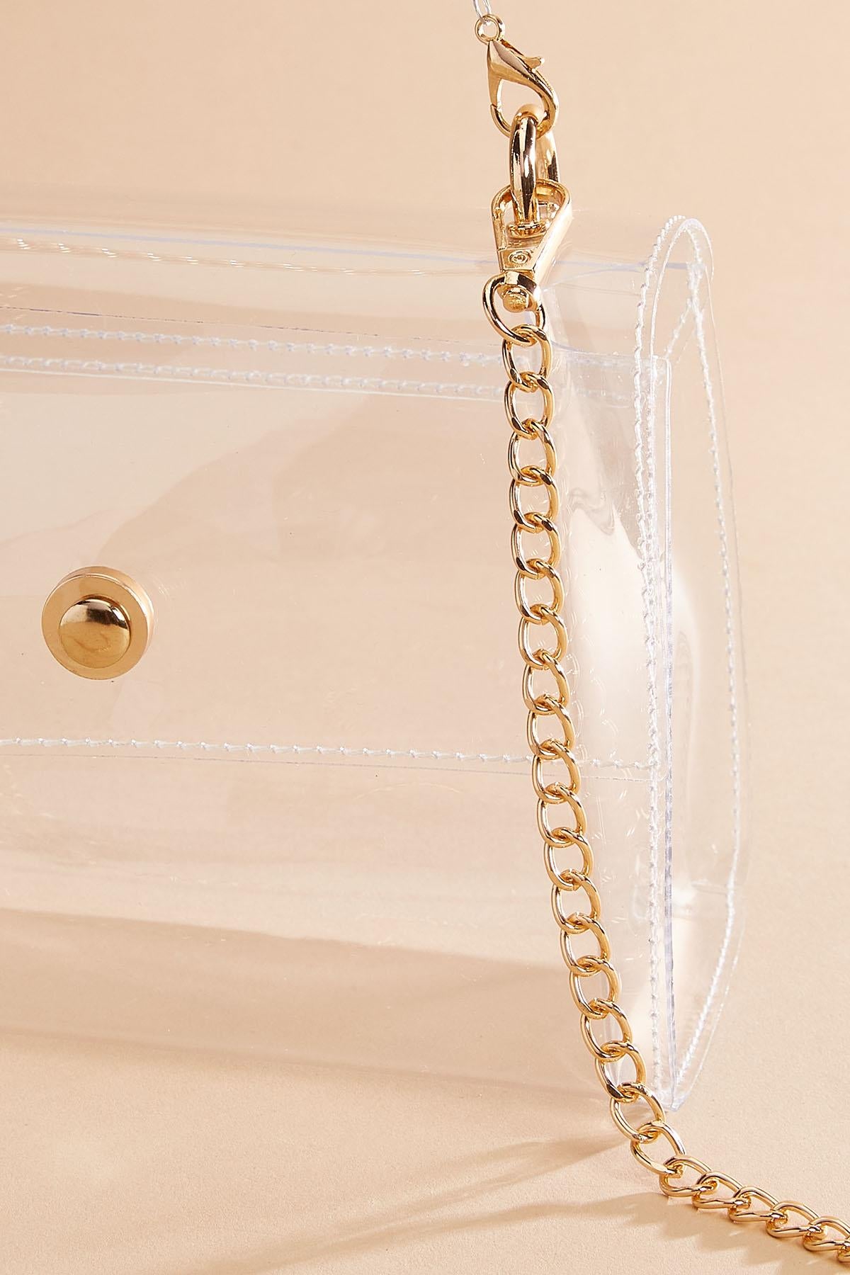 gold beaded handle clear crossbody Versona Accessories