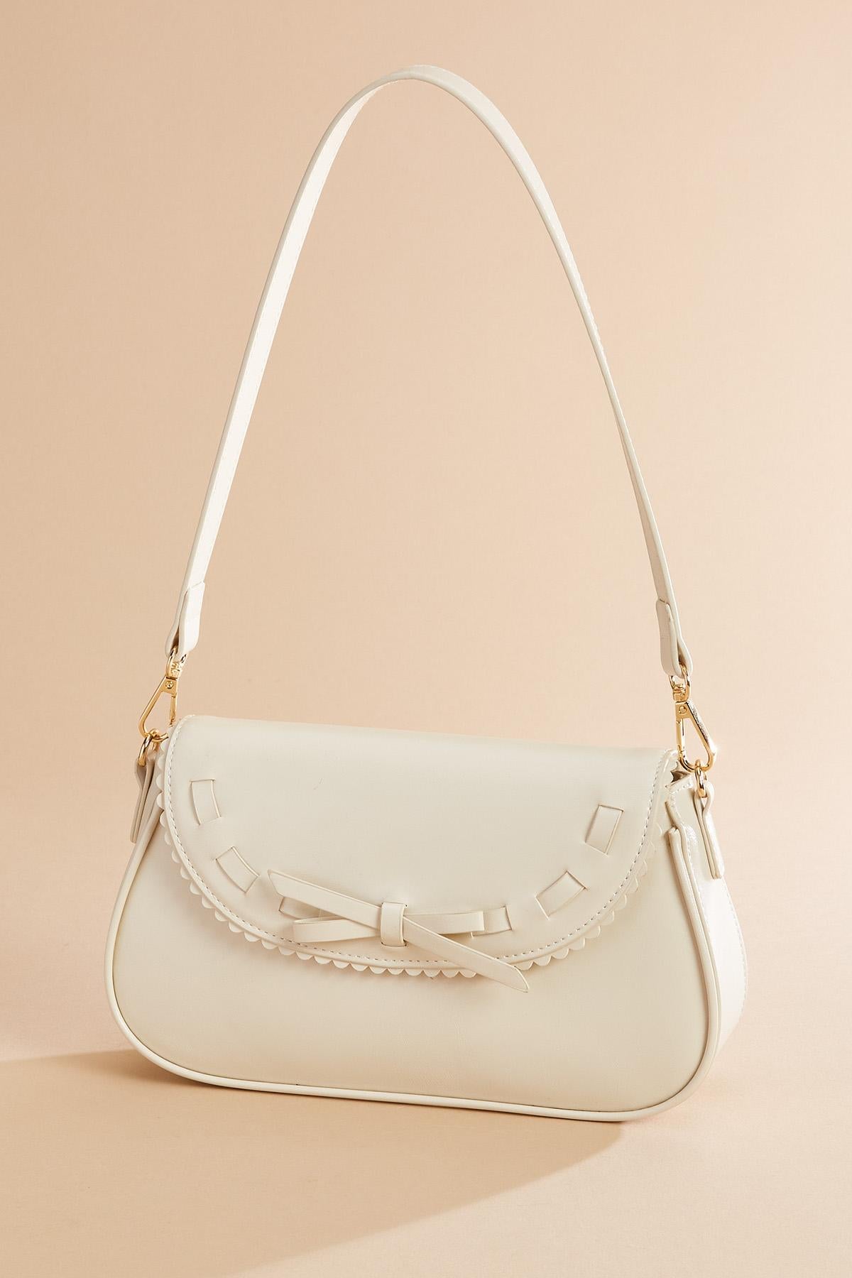 faux leather lace trim bag Versona Accessories
