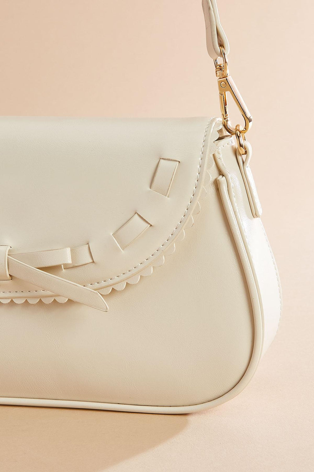 faux leather lace trim bag Versona Accessories