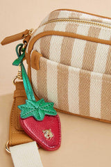 striped fabric strawberry charm crossbody Versona Accessories