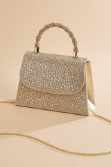 champagne beaded twist handle satchel Versona Accessories