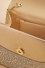 champagne beaded twist handle satchel Versona Accessories