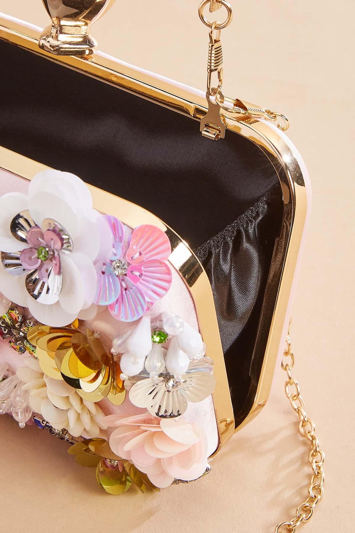 floral embellished clutch Versona Accessories