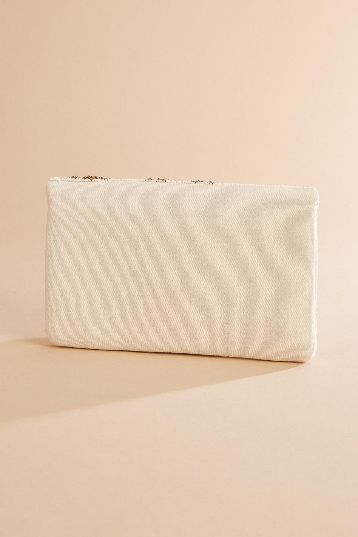 gold beaded rosette clutch Versona Accessories