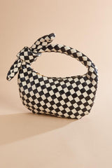black white checked crescent bag Versona Accessories|Sale