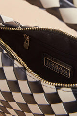 black white checked crescent bag Versona Accessories|Sale