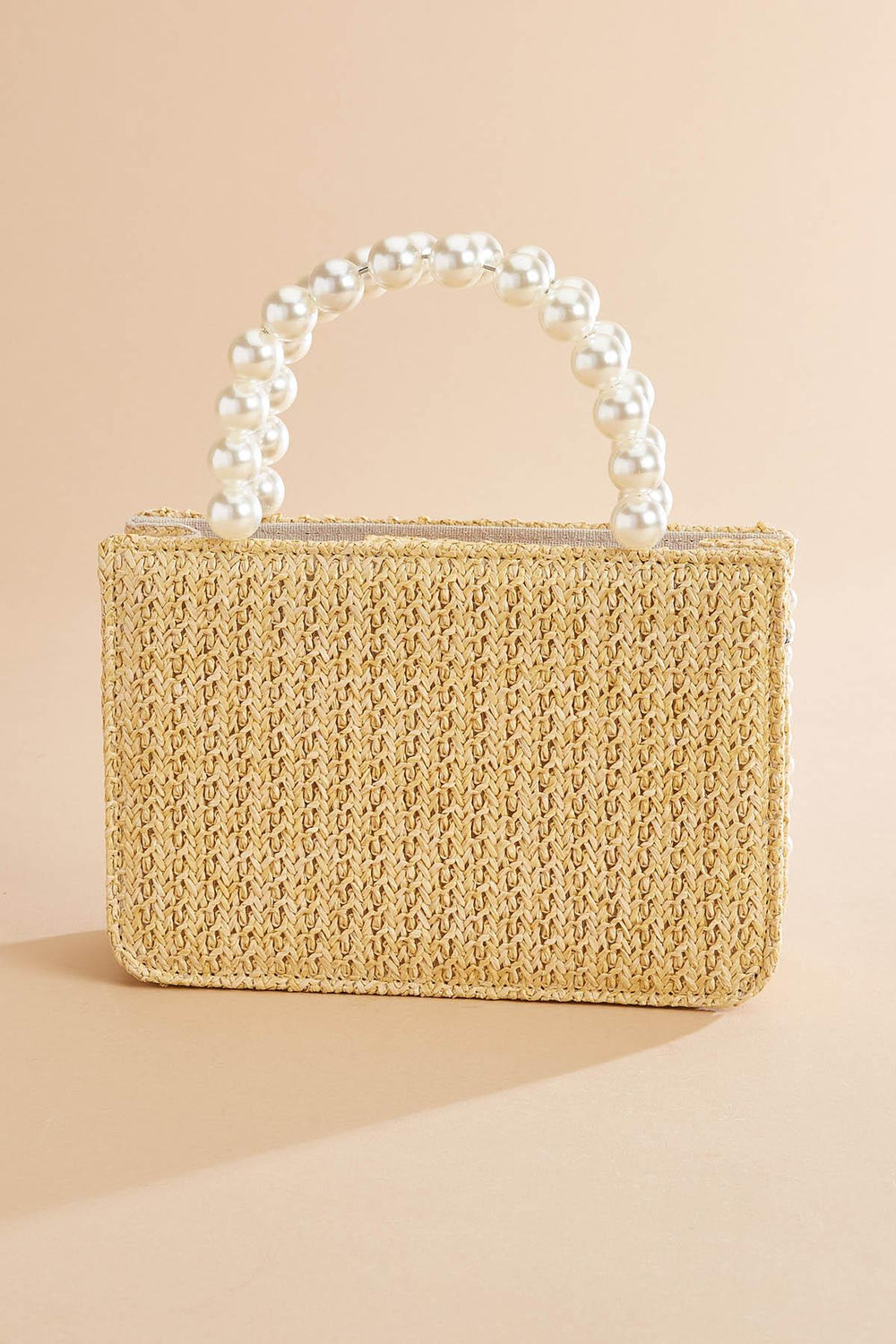 pearl trim raffia bag Versona Accessories