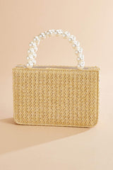 pearl trim raffia bag Versona Accessories