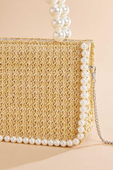 pearl trim raffia bag Versona Accessories