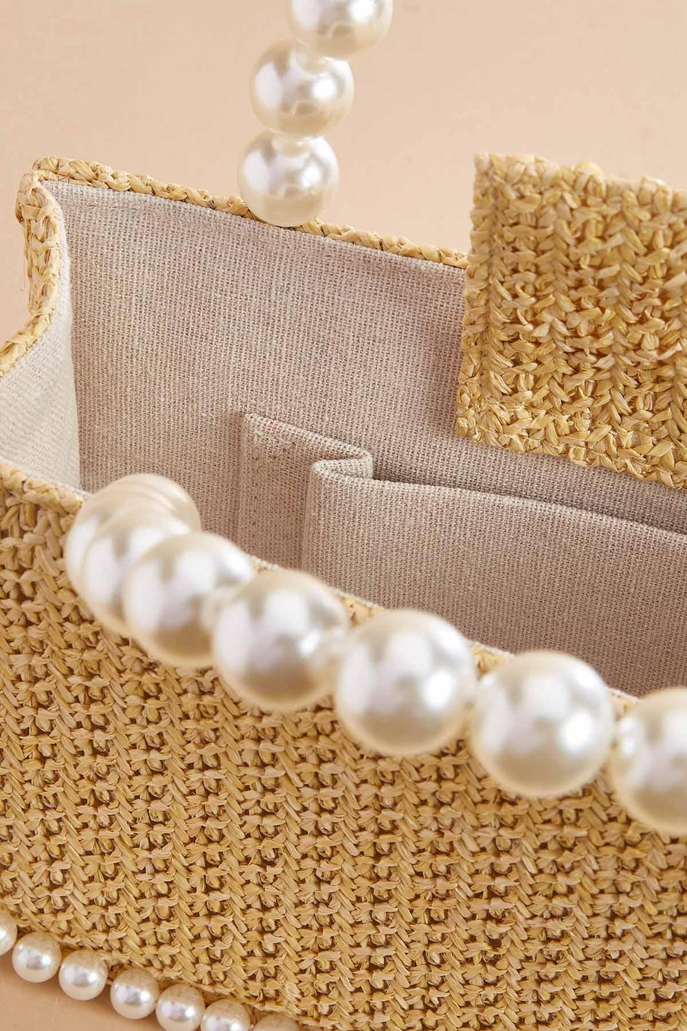 pearl trim raffia bag Versona Accessories