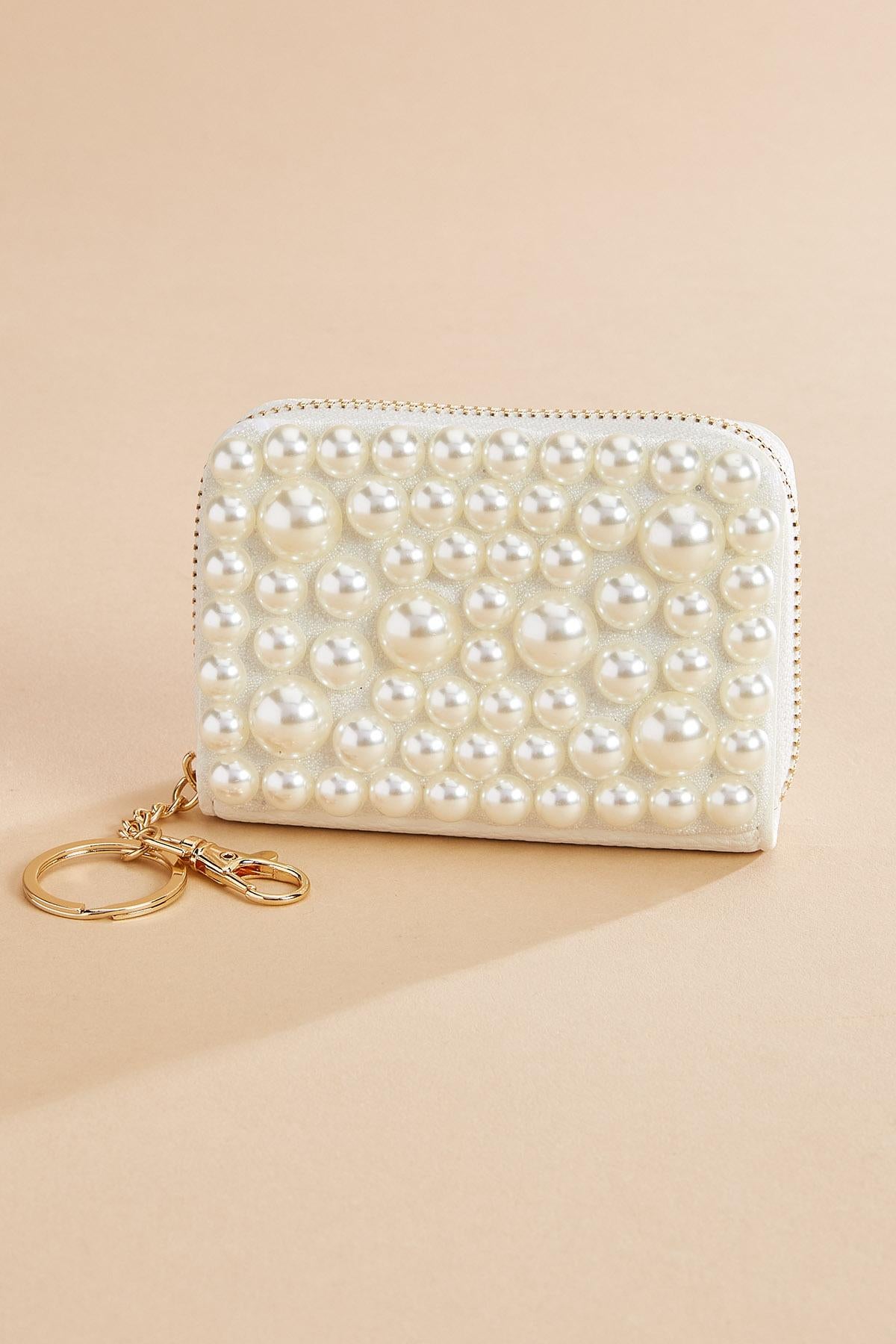 pearl embellished card case Versona Accessories
