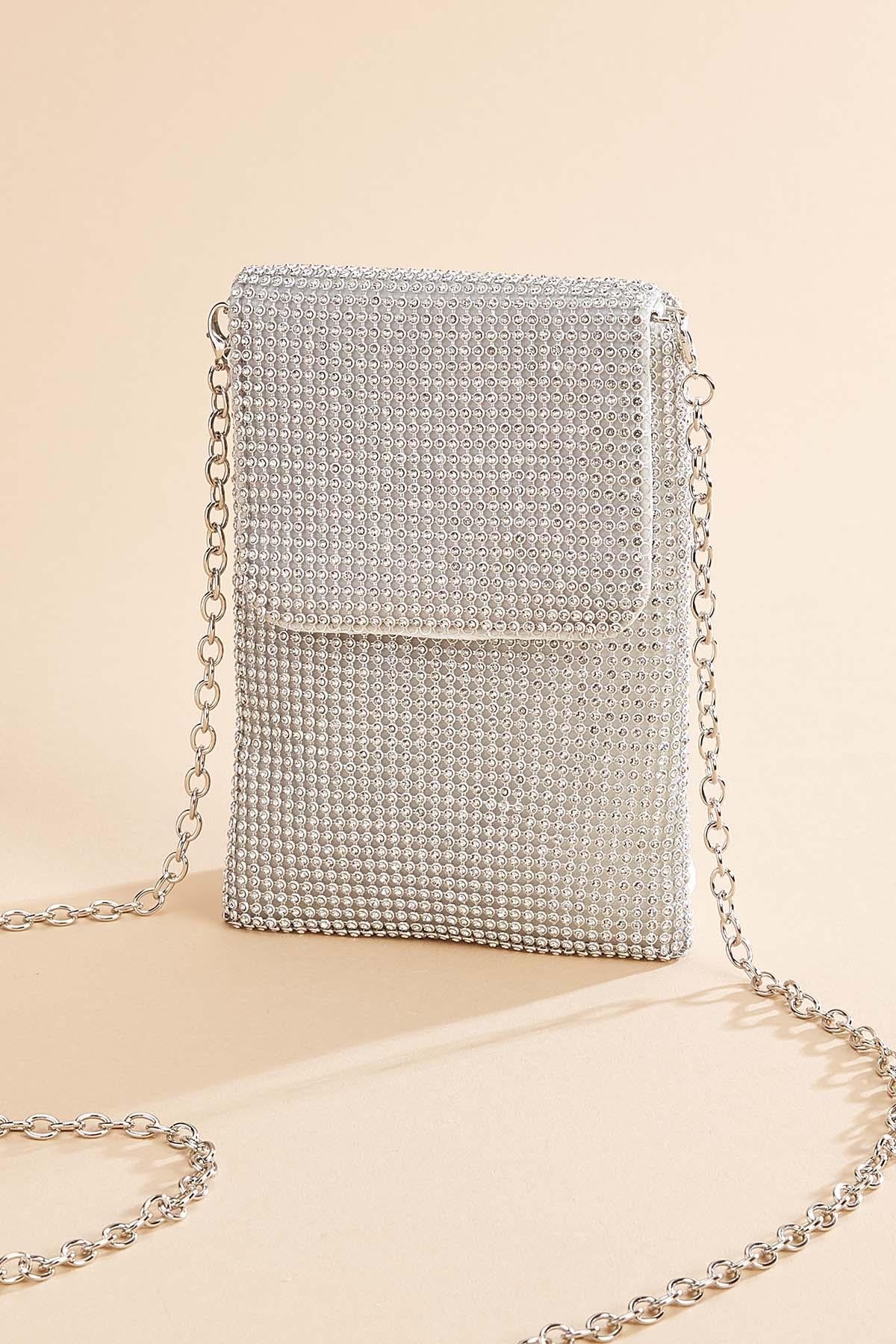 rhinestone mesh cellphone bag Versona Accessories