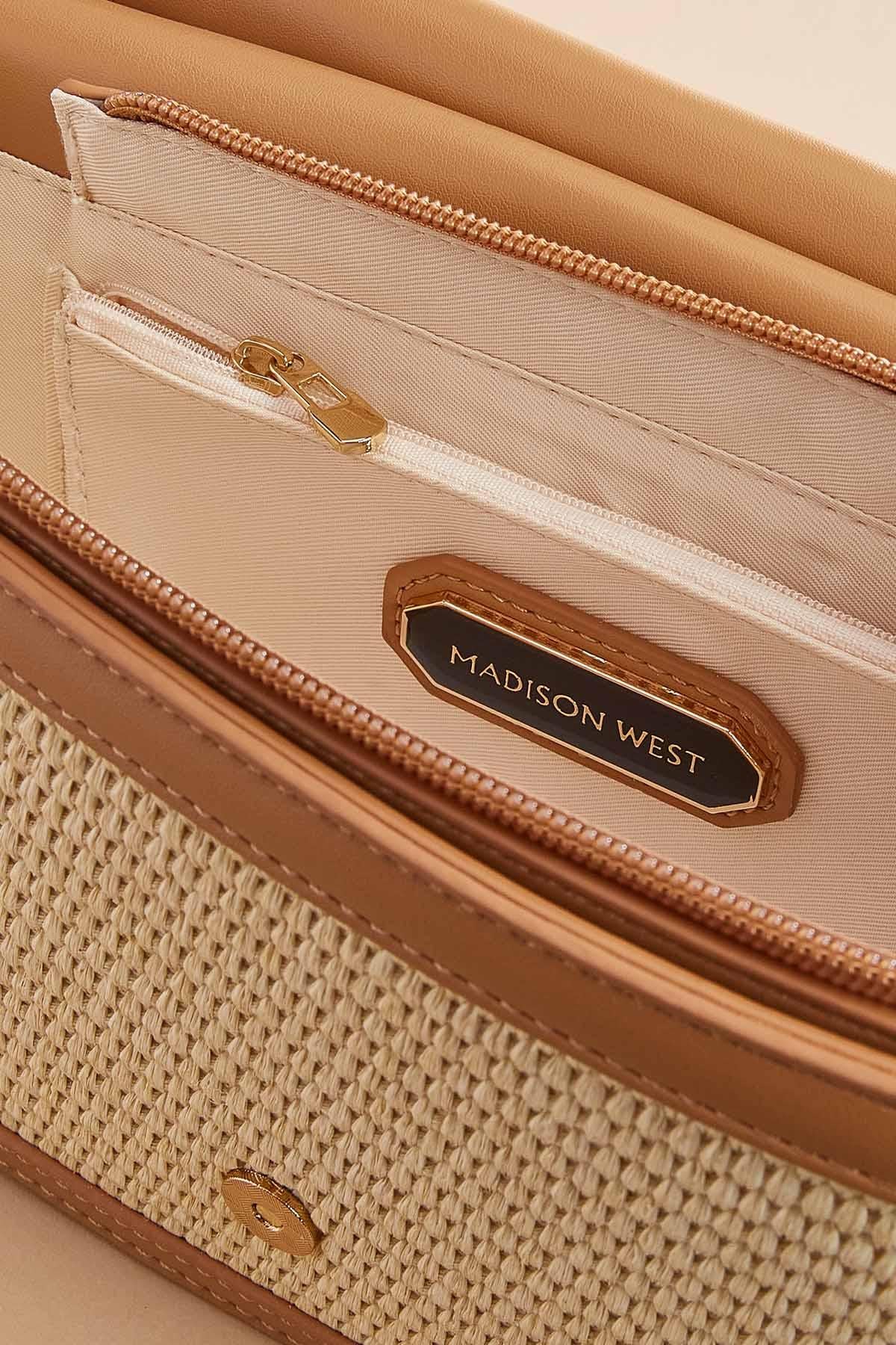 faux leather contrast trim bag Versona Accessories